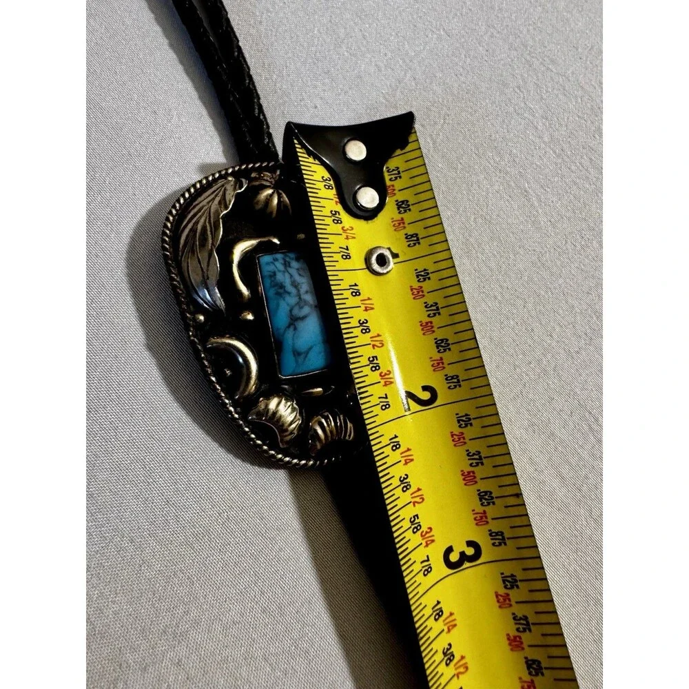 Vintage Sterling Silver & Turquoise Western Bolo Made In Mexico